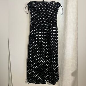 Chic Strapless Black and White Polka Dot Dress